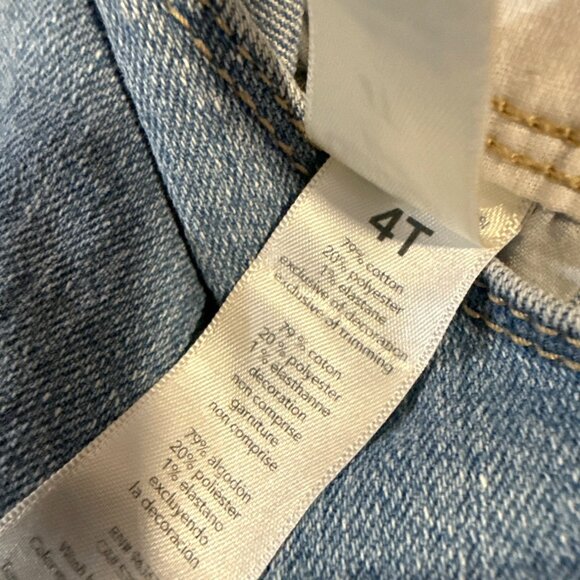 Oshkosh B'gosh Girls Light Wash Floral Embroidered Denim Overalls 4T Western - Picture 4 of 6